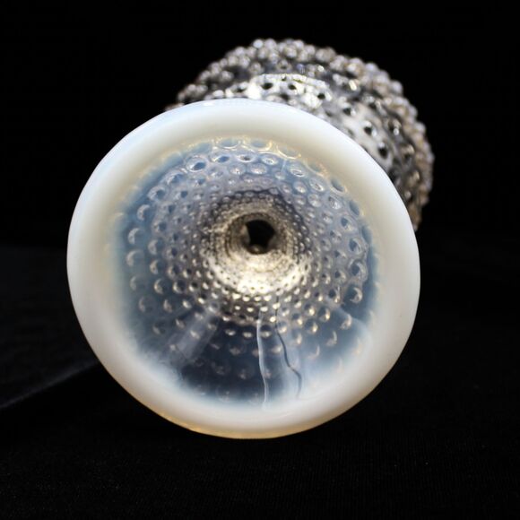 Vintage Duncan Miller Pink Opalescent Hobnail Ivy Ball Bowl Vase Ruffled Edge - Picture 6 of 6